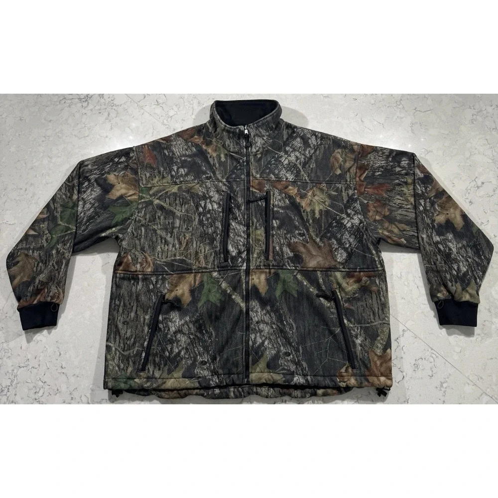 Mad Dog Gear Mens 2XL Camo Full Zip Fleece Hunting Jacket Vintage 90s H237